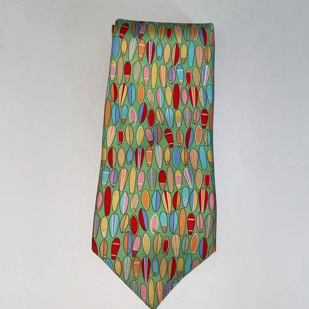 Peter Blair Surfboard Print Regular Tie Wearable Art 100% Silk Multicolor
